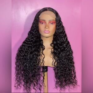 👑 28” Luxury Water Wave Wig | 300% Density Human Hair Lace Front Virgin Quality